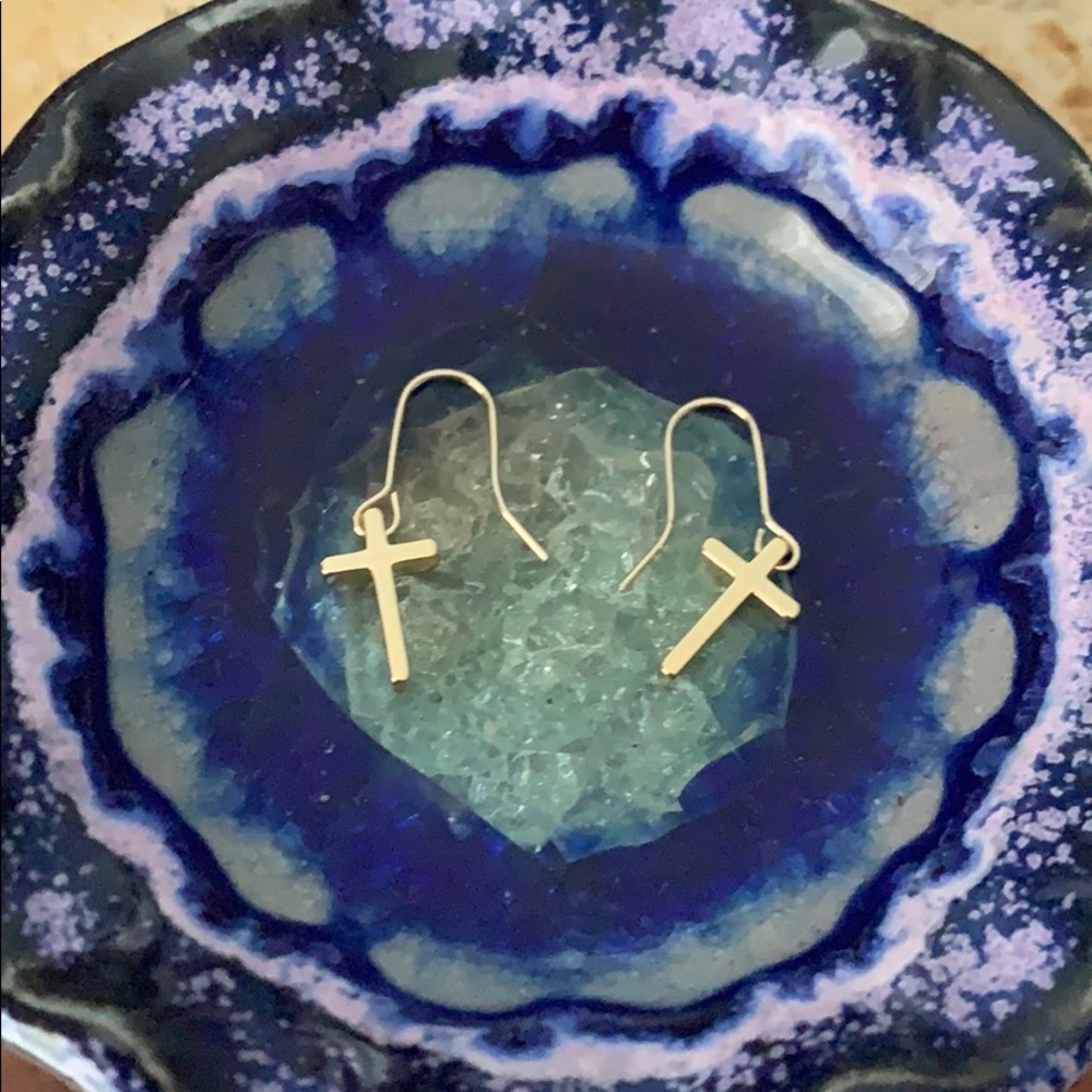 Gold-filled cross earrings